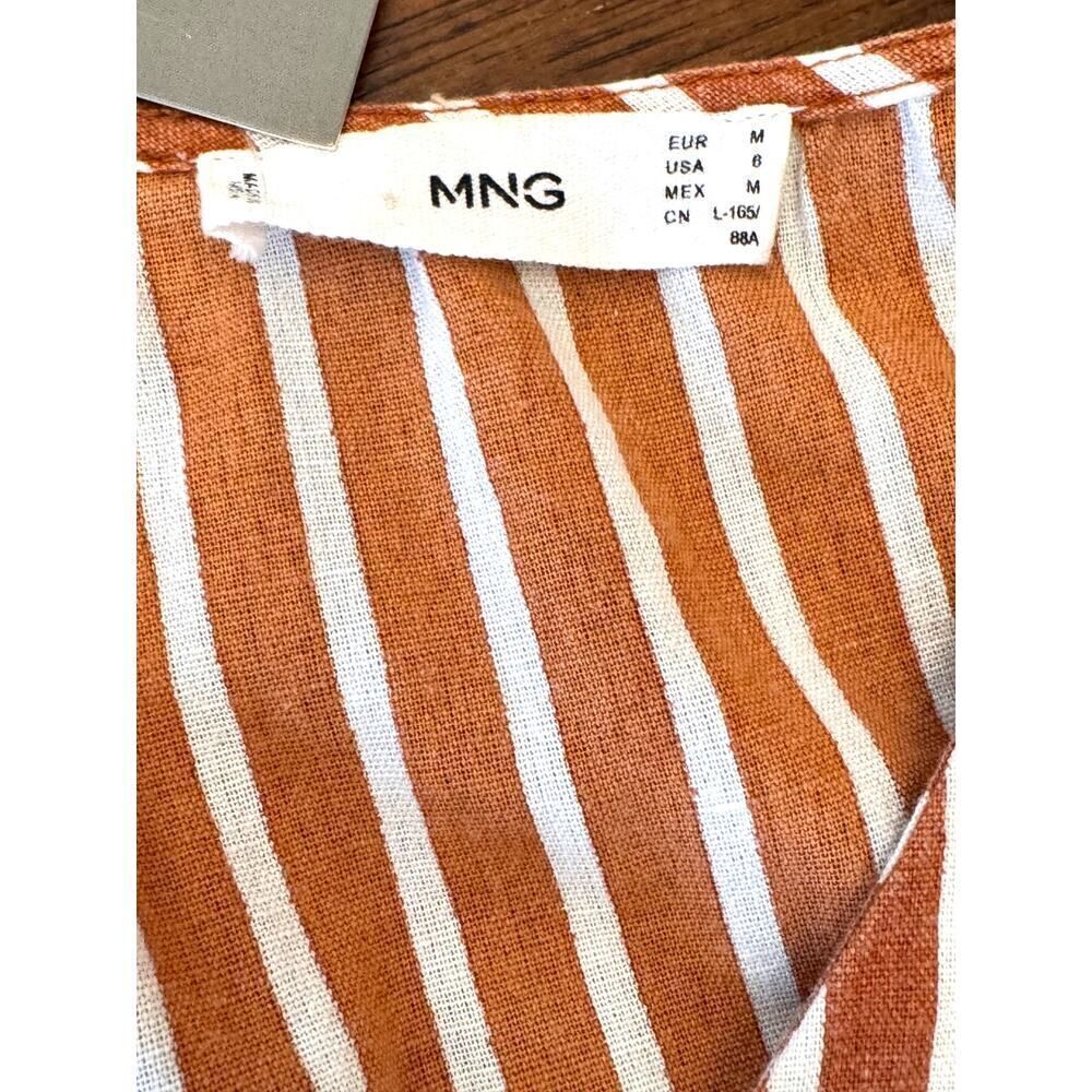 Mng Mango Rust White Vertical Stripe Button Front… - image 7